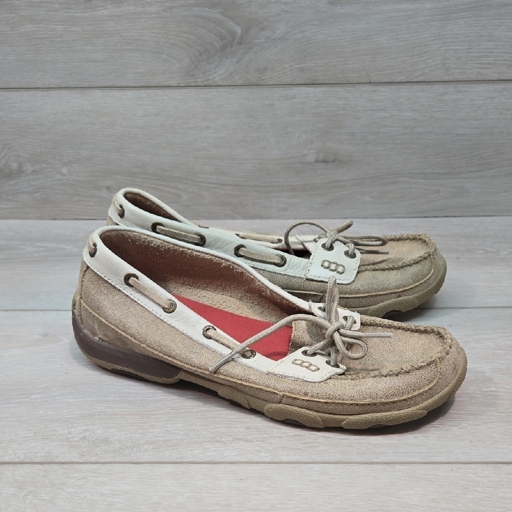 Twisted X Women's Moccasin Loafer Leather Slip On  Boat Shoes Sz 8.5M